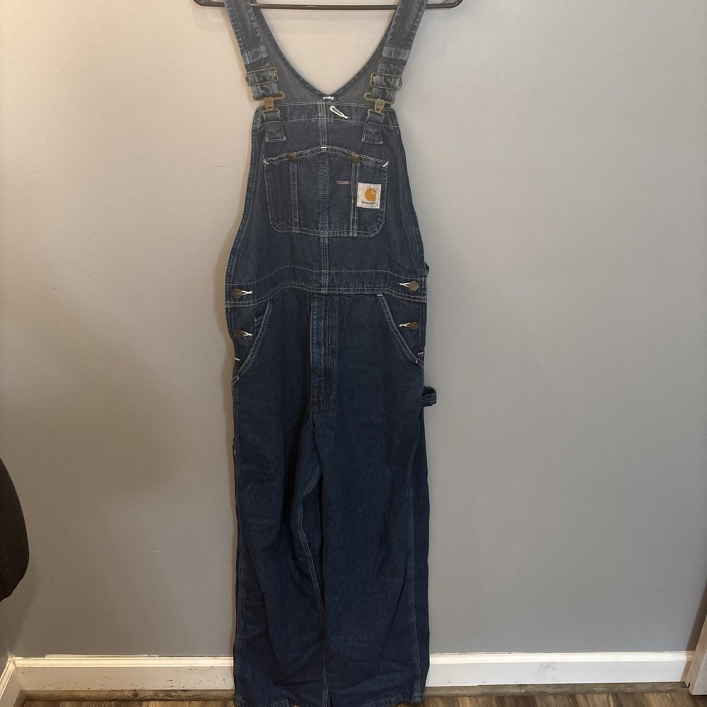 Carhartt R07 DST Denim Bib Overall Carpenter Mens 32x30 Farmer Workwear